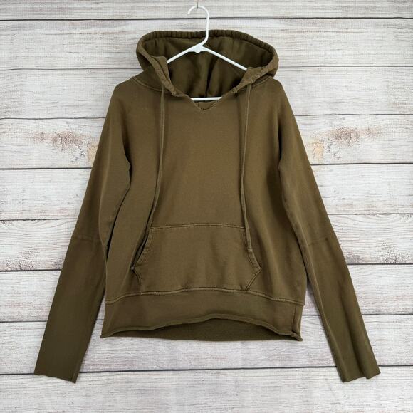 Nili Lotan Split Neck Hoodie Sweatshirt Womens Large Oversized Green - Picture 1 of 12